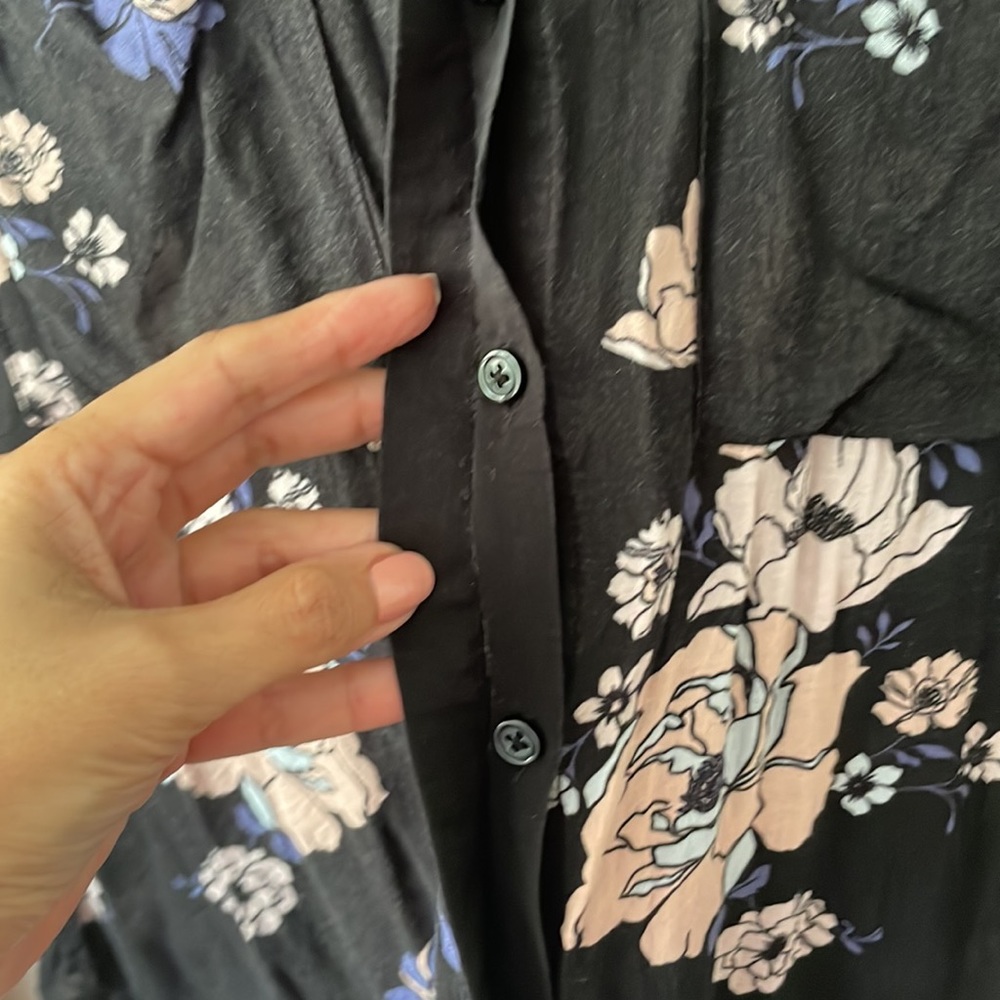 Floral Anthropologie Cloth & Stone Long Sleeve Button Down Blouse Pockets - Picture 6 of 14